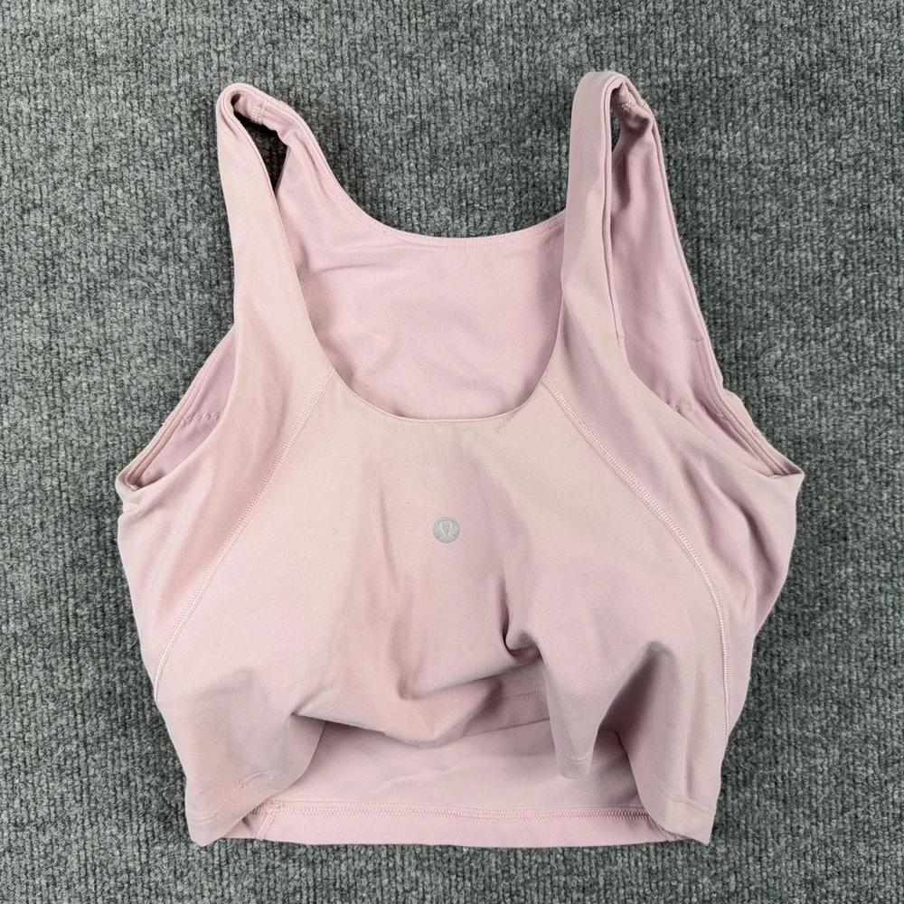 Lululemon Tank Top Womens Medium Pink Cropped Built In Bra Athletic Yoga